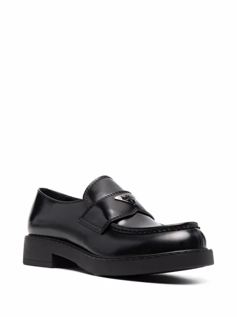 prada monogram heeled loafers