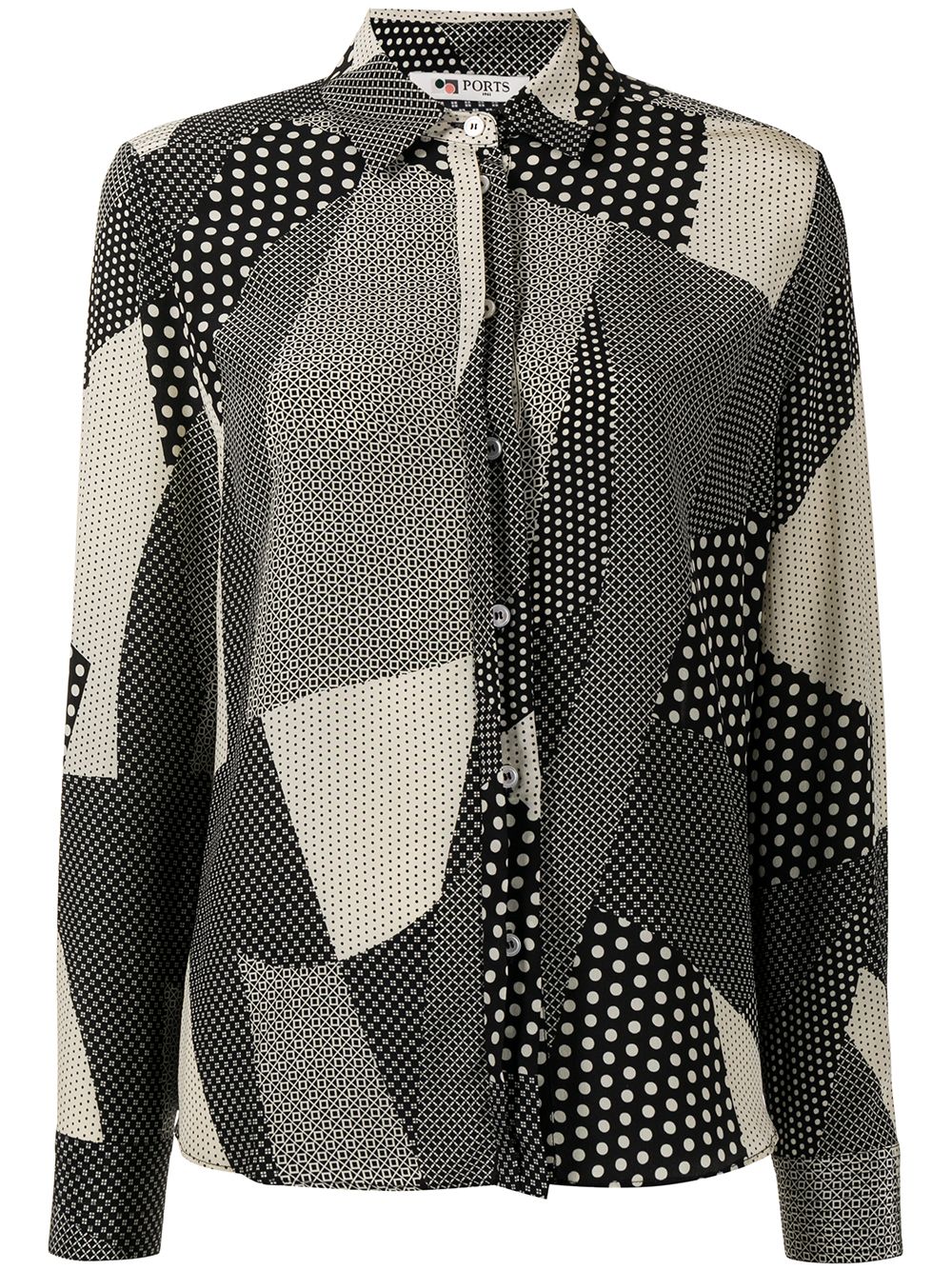 

Ports 1961 camisa de seda con diseño en patchwork - Negro