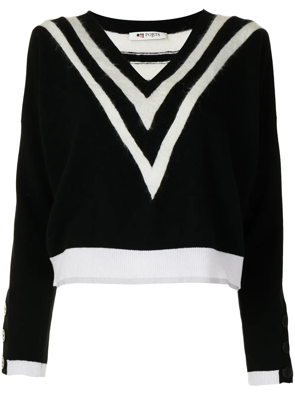 

Ports 1961 chevron-knit jumper - Black