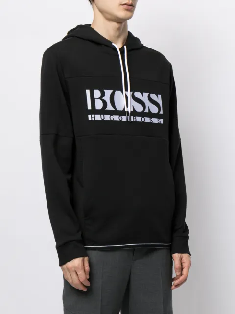 boss organic cotton hooded sweatshirt with contrast logo