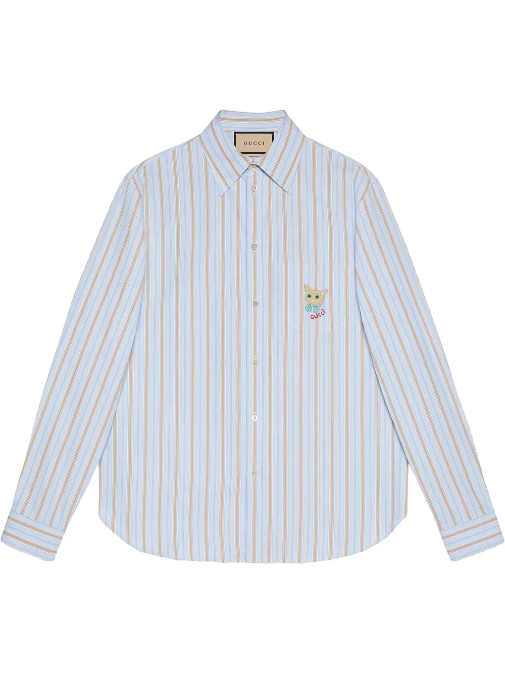 Click to view more detailed imagery on our partner's website Gucci Cat-patch Striped Shirt In Blue