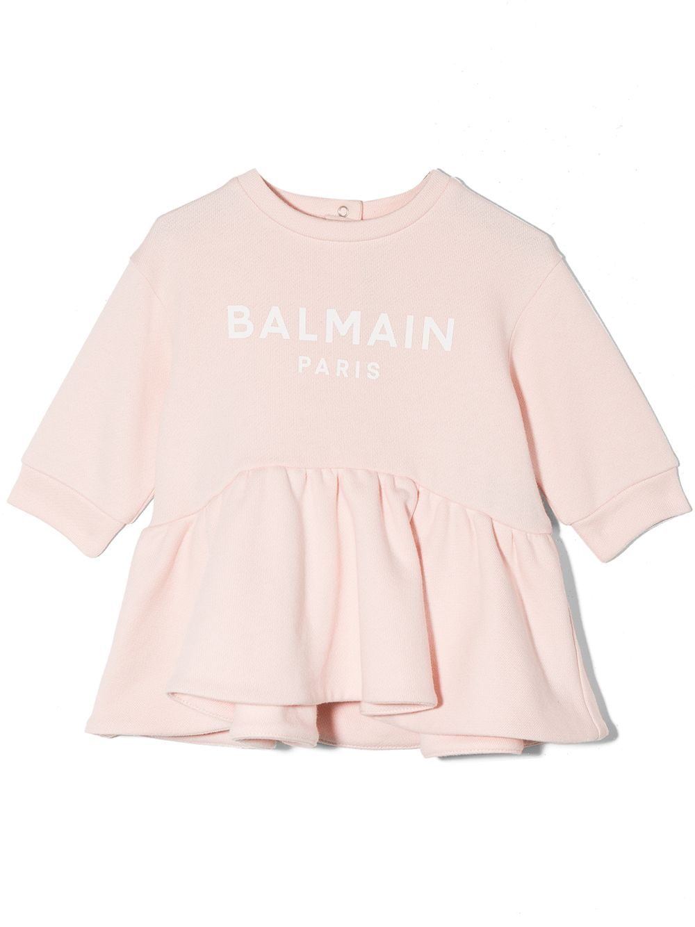 фото Balmain kids платье-свитер со складками и логотипом