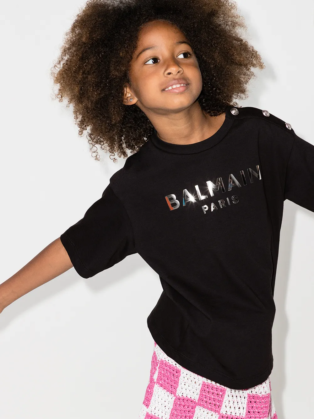 фото Balmain kids футболка с логотипом