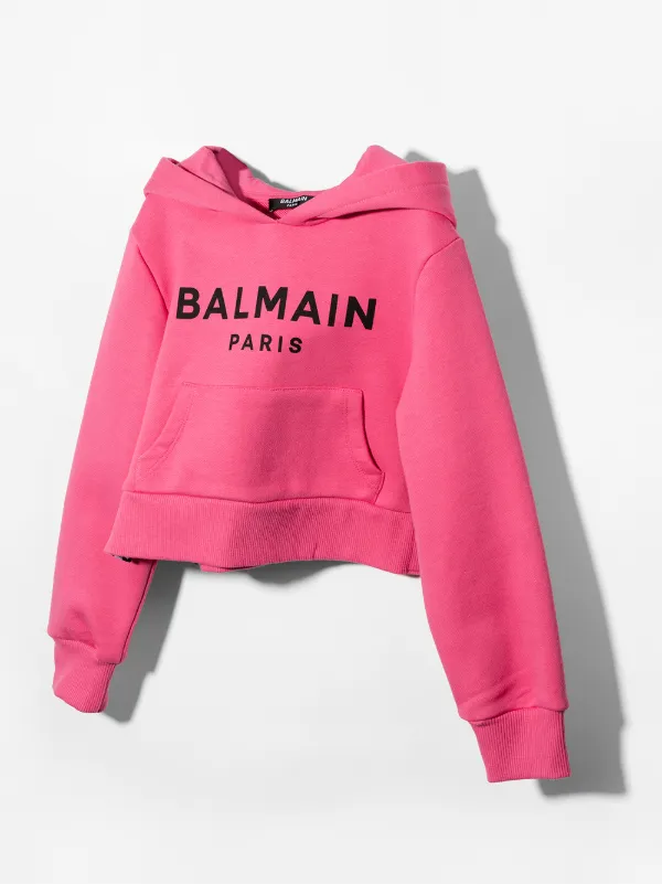 balmain cropped moletom com capuz