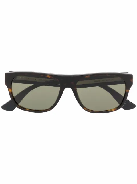 Gucci Eyewear Sylvie Web stripe tortoiseshell rectangle-frame sunglasses