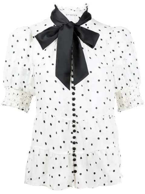 Alice+Olivia Polka dot-print tie-fastening Blouse - Farfetch