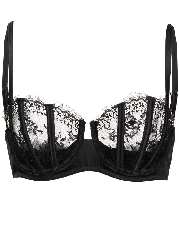 Black lace balconette bra