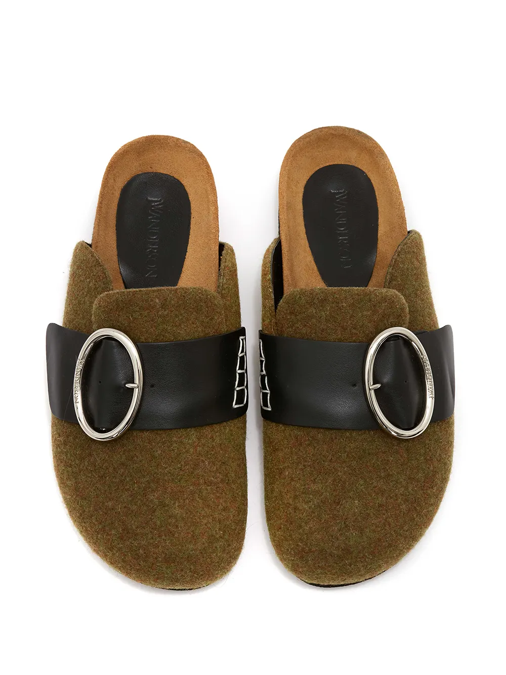 Jw Anderson Bicolor Felt Buckle Loafer Mules In Brown ModeSens