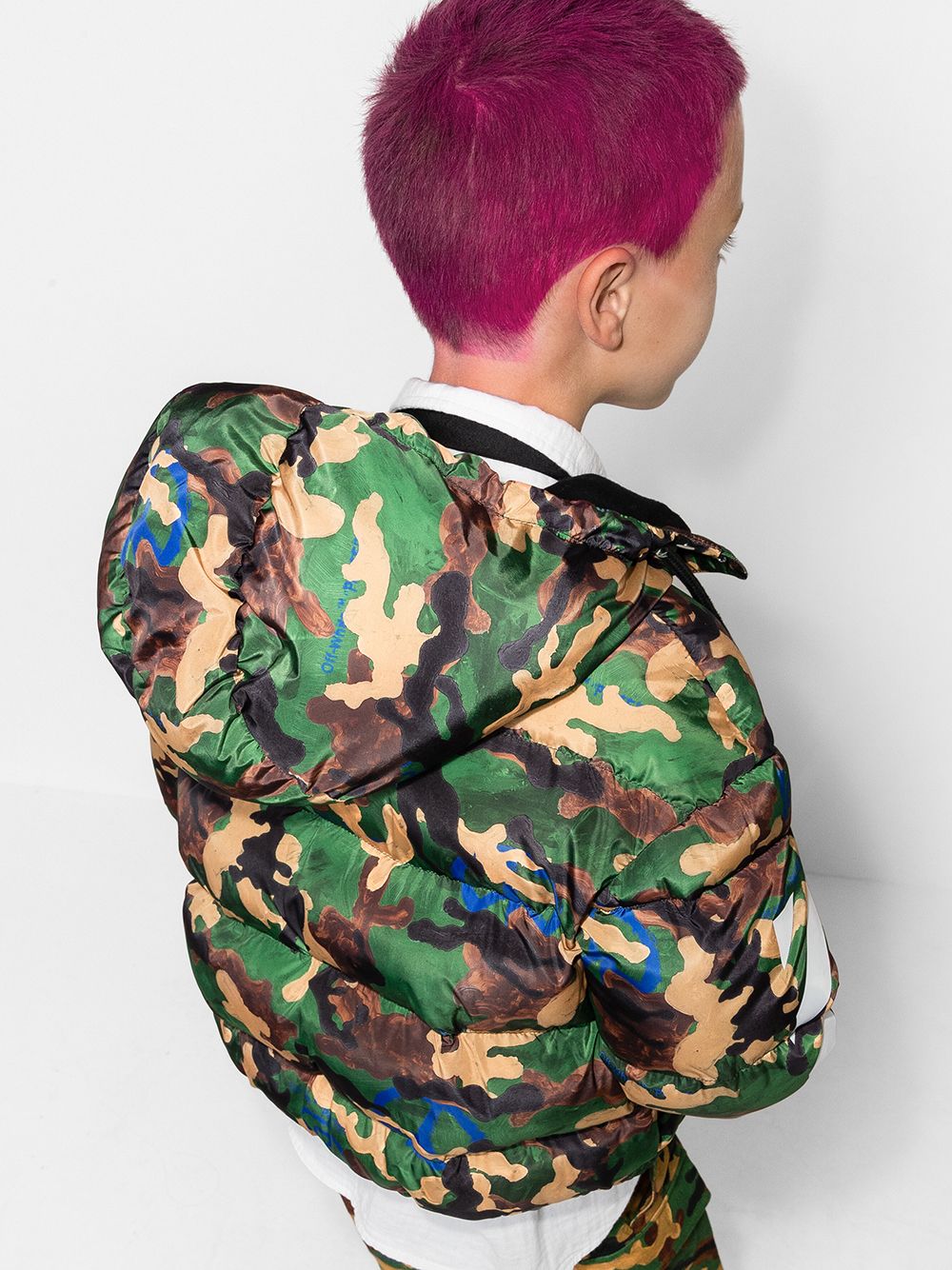 Shop Off-white Camouflage Print Puffer Jacket In Green