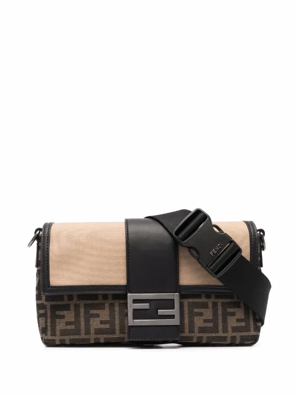 FENDI レザー ジャカード バゲットバッグ | ニュートラル