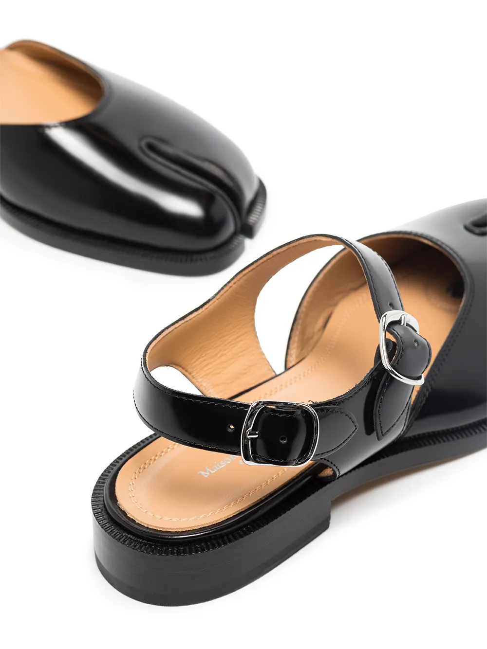 Shop Maison Margiela Tabi Leather Sandals In Black