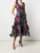Marchesa Notte floral-applique midi dress