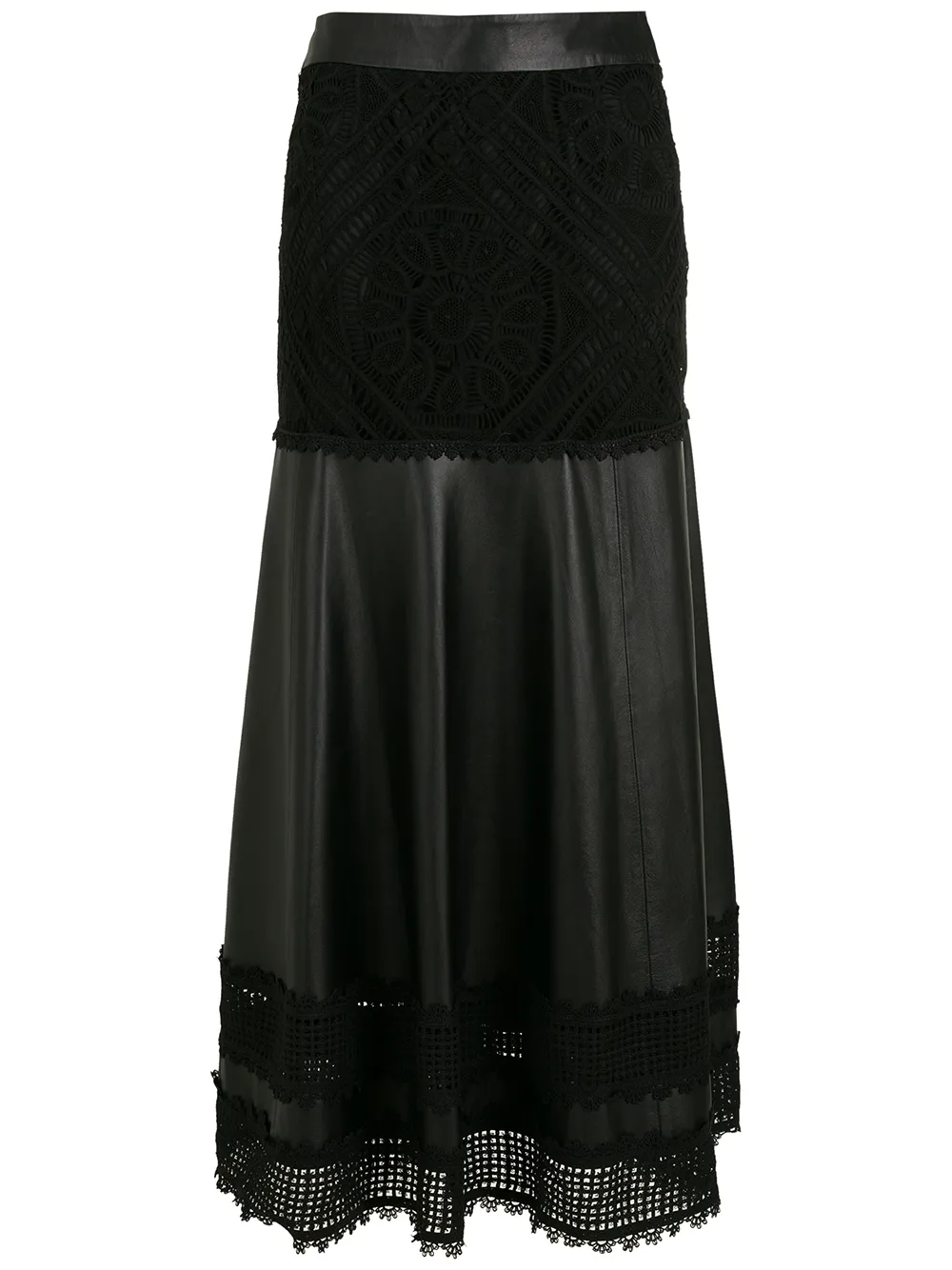 

Martha Medeiros Micaela lace-detail leather skirt - Black