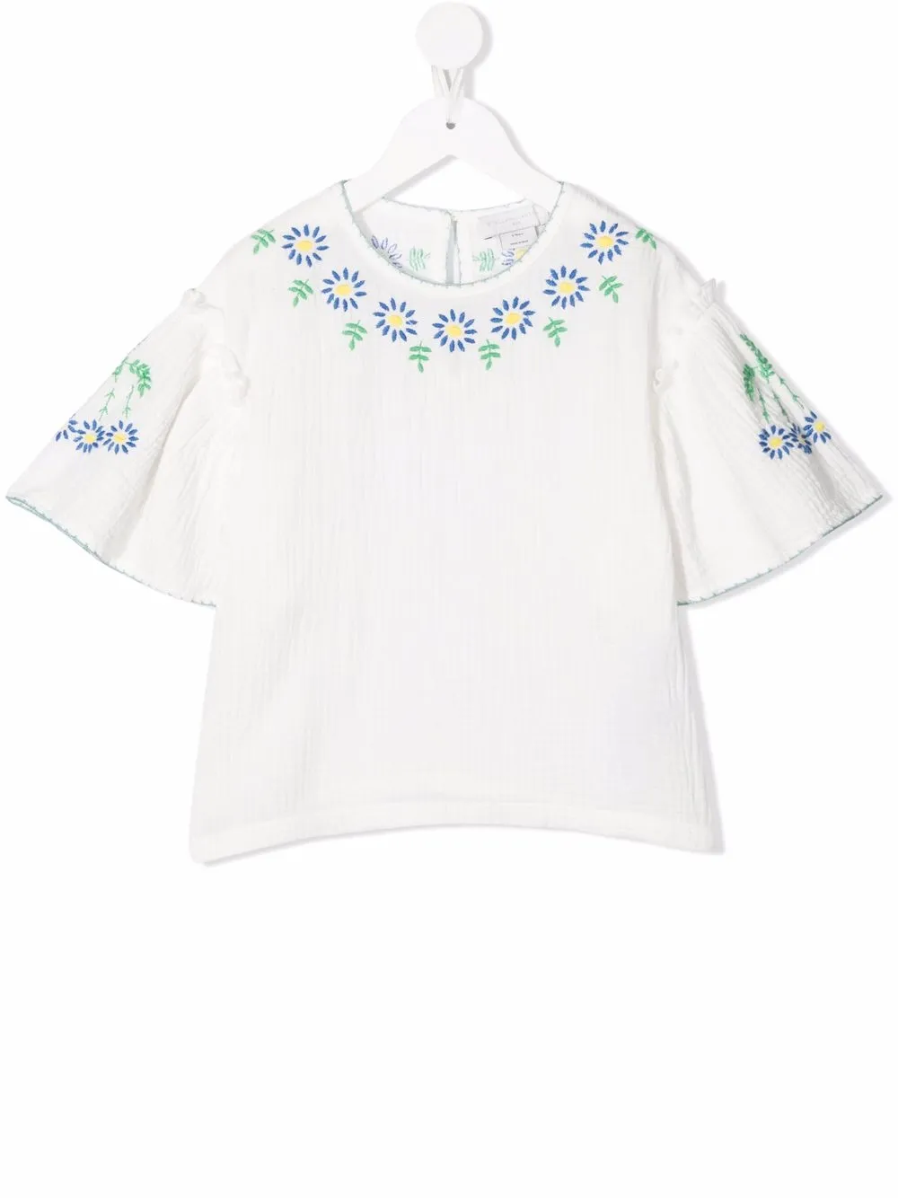 

Stella McCartney Kids blusa con bordado floral - Blanco