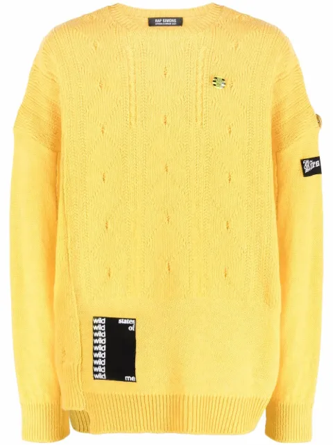 raf simons patchwork knitted jumper
