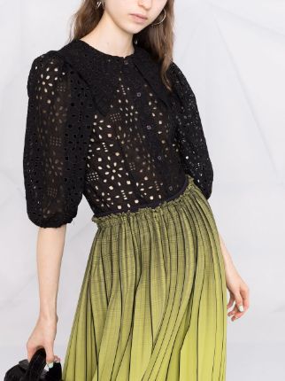 broderie anglaise puff-sleeve blouse展示图