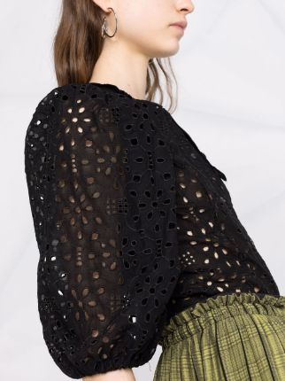 broderie anglaise puff-sleeve blouse展示图