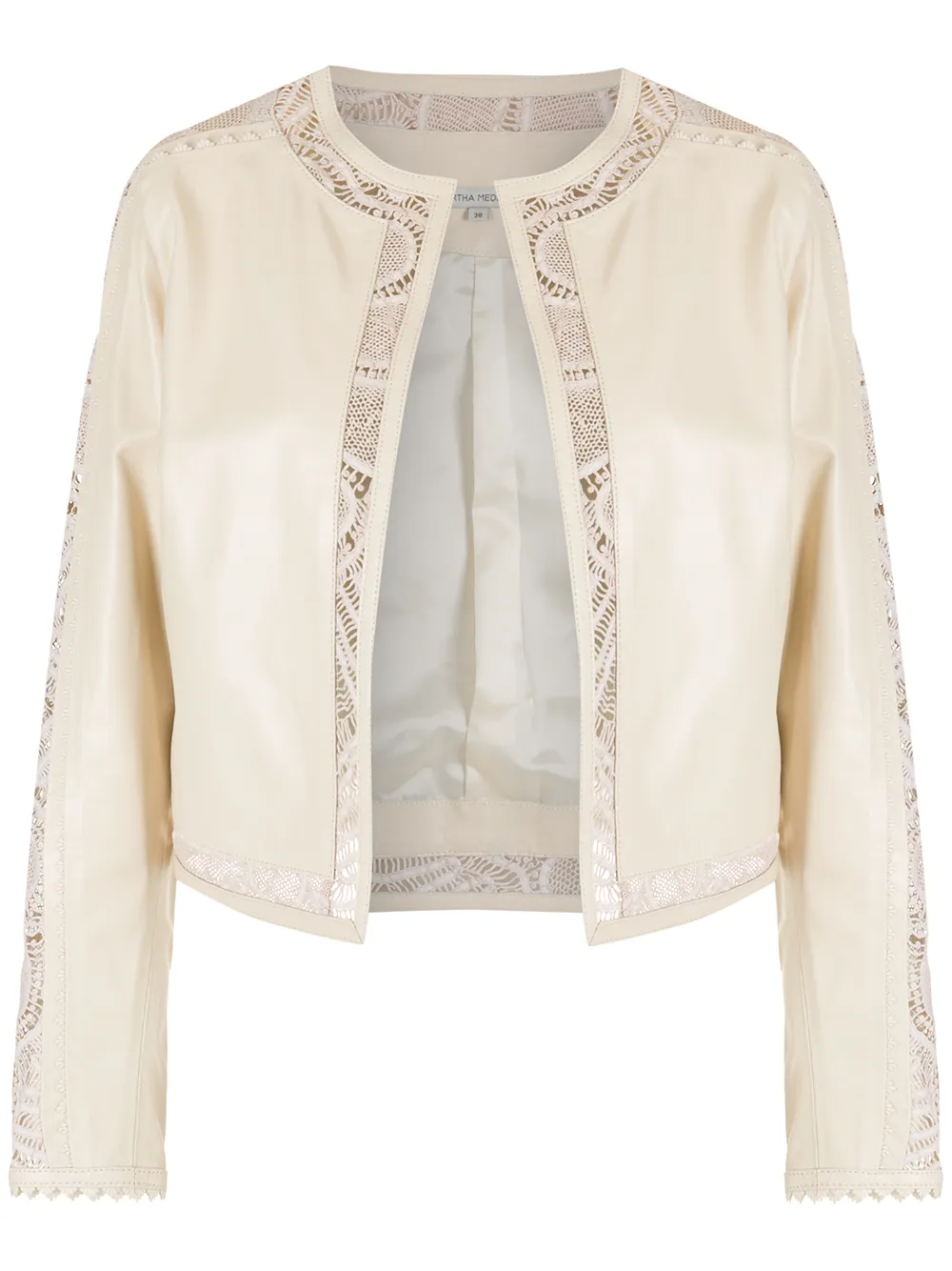 

Martha Medeiros lace-detail Micael leather cropped jacket - Neutrals