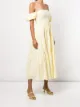 STAUD Vestido midi evasê ombro a ombro