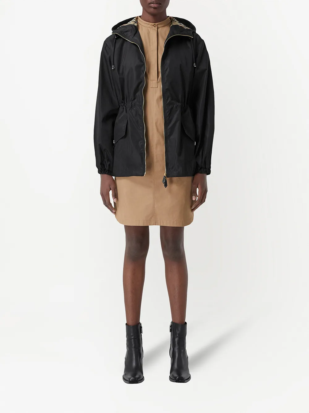 Burberry Monogram Econyl® Jacquard Hooded Parka In Black Ip Pattern