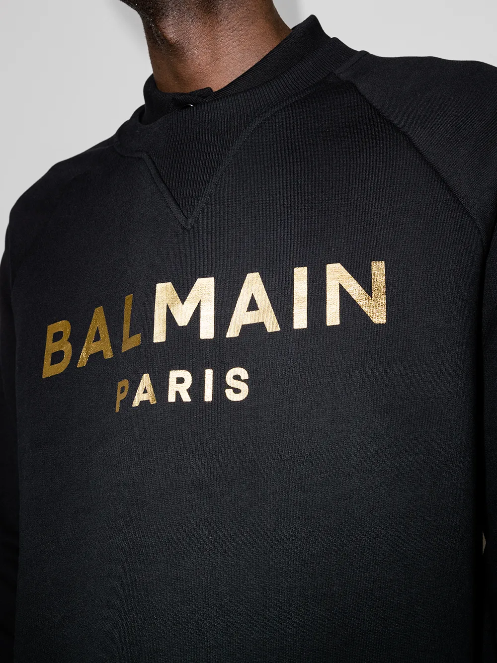 Shop Balmain Logo-print Cotton Sweatshirt In Schwarz