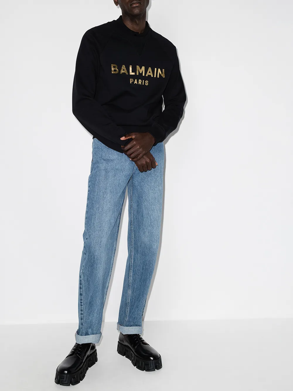 Eco-designed cotton sweatshirt with Balmain Paris logo print - Men