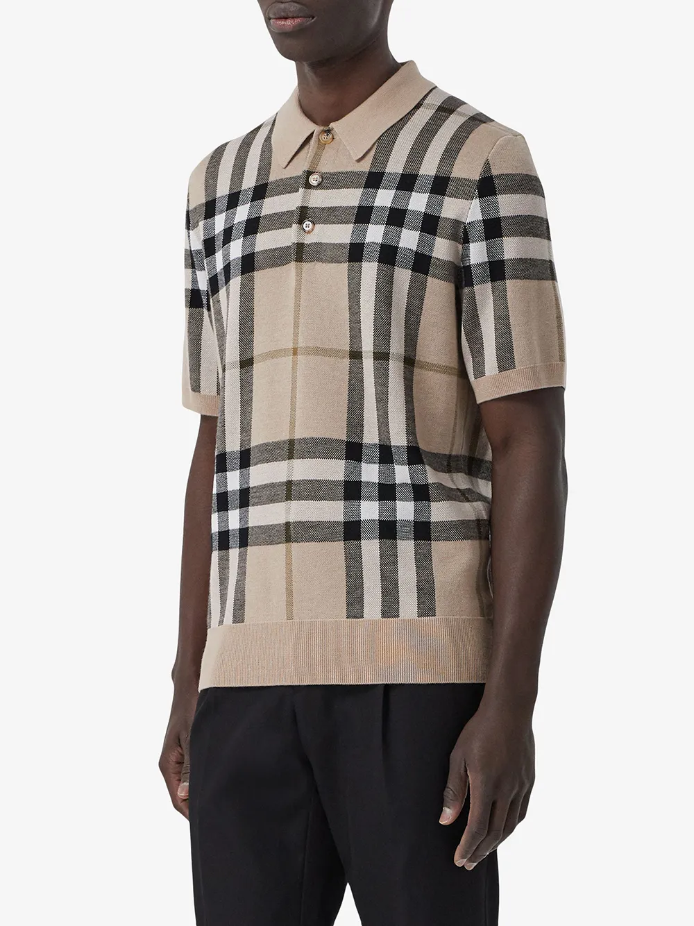 фото Burberry жаккардовая рубашка поло в клетку