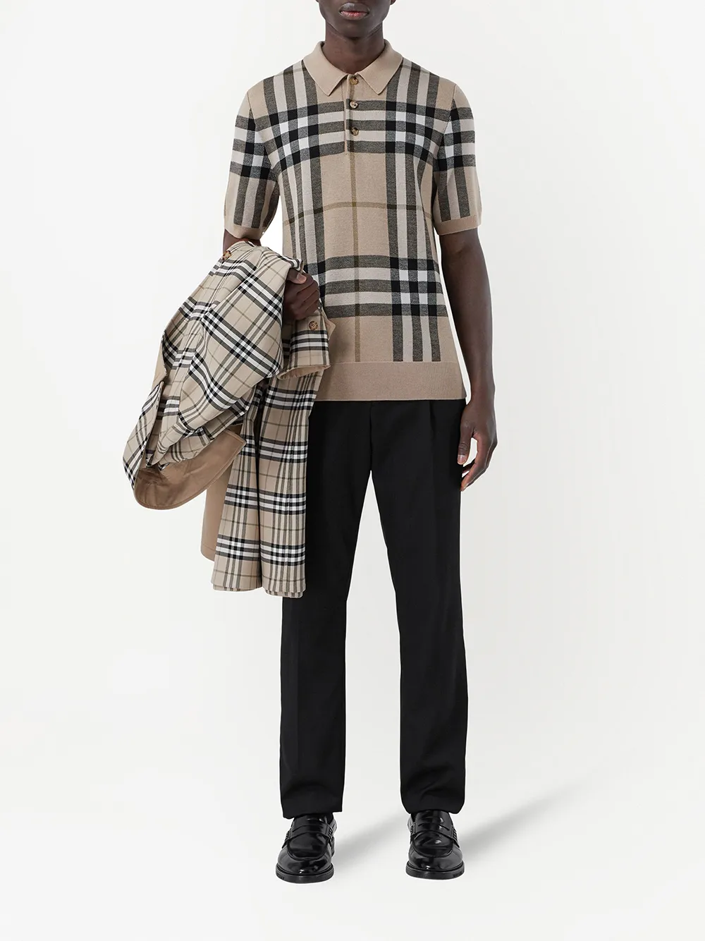 фото Burberry жаккардовая рубашка поло в клетку