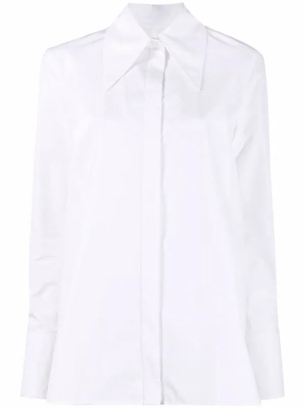 Jil Sander white pointed-collar cotton 