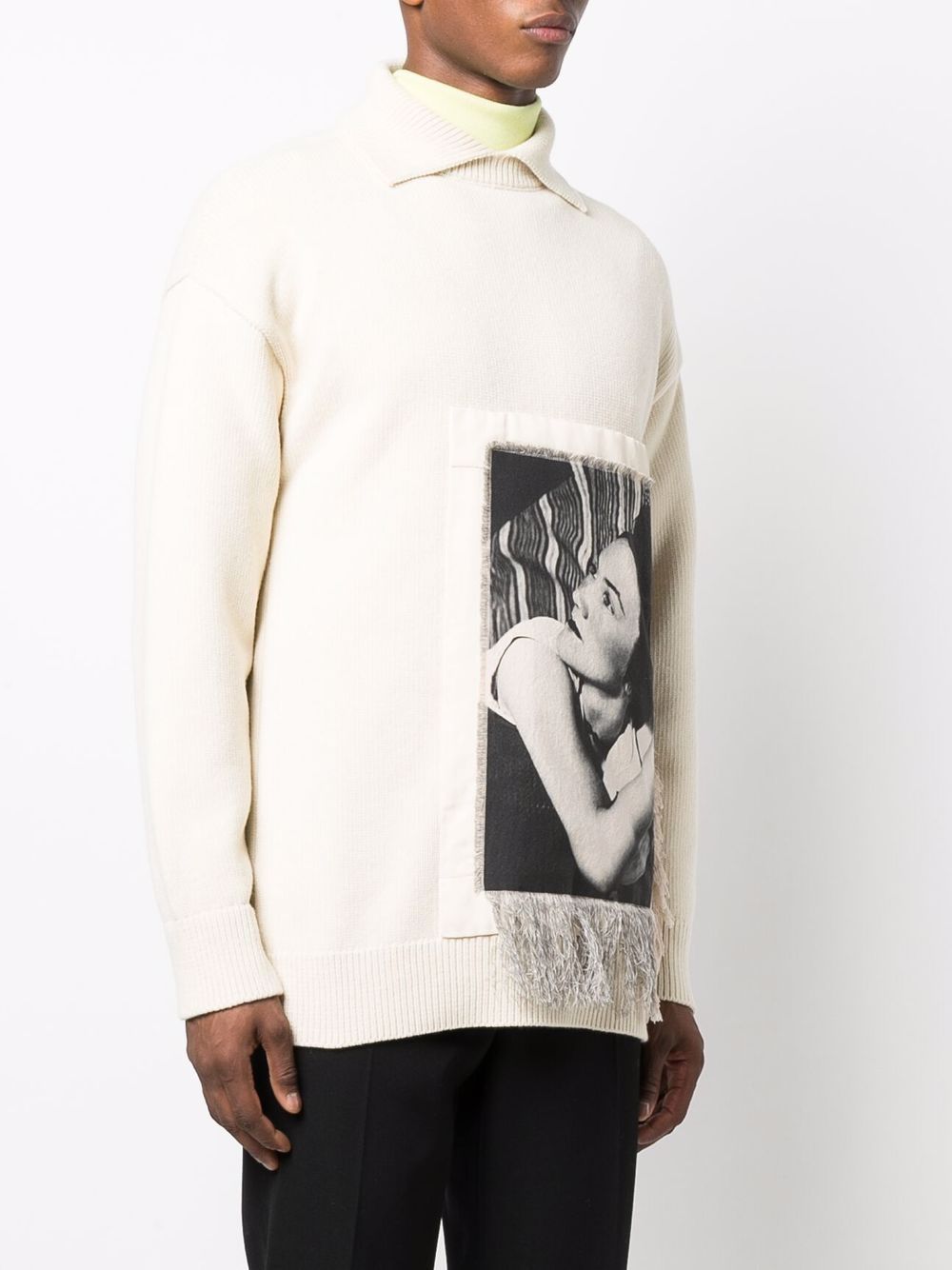 Shop Jil Sander Patch-detail Fringed Jumper In Neutrals