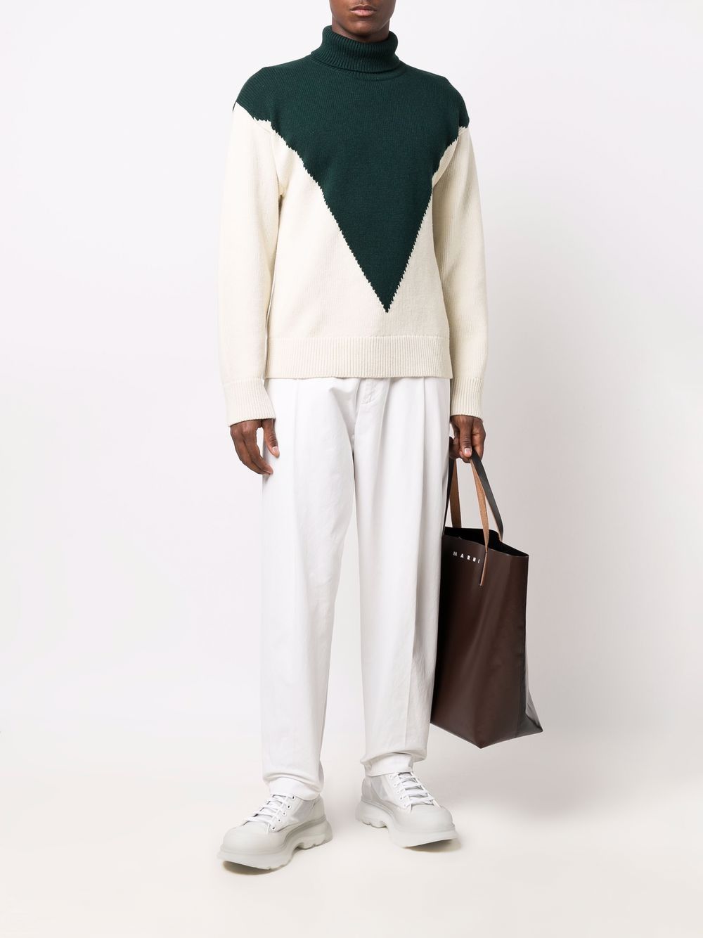 TWO-TONE ROLL-NECK JUMPER