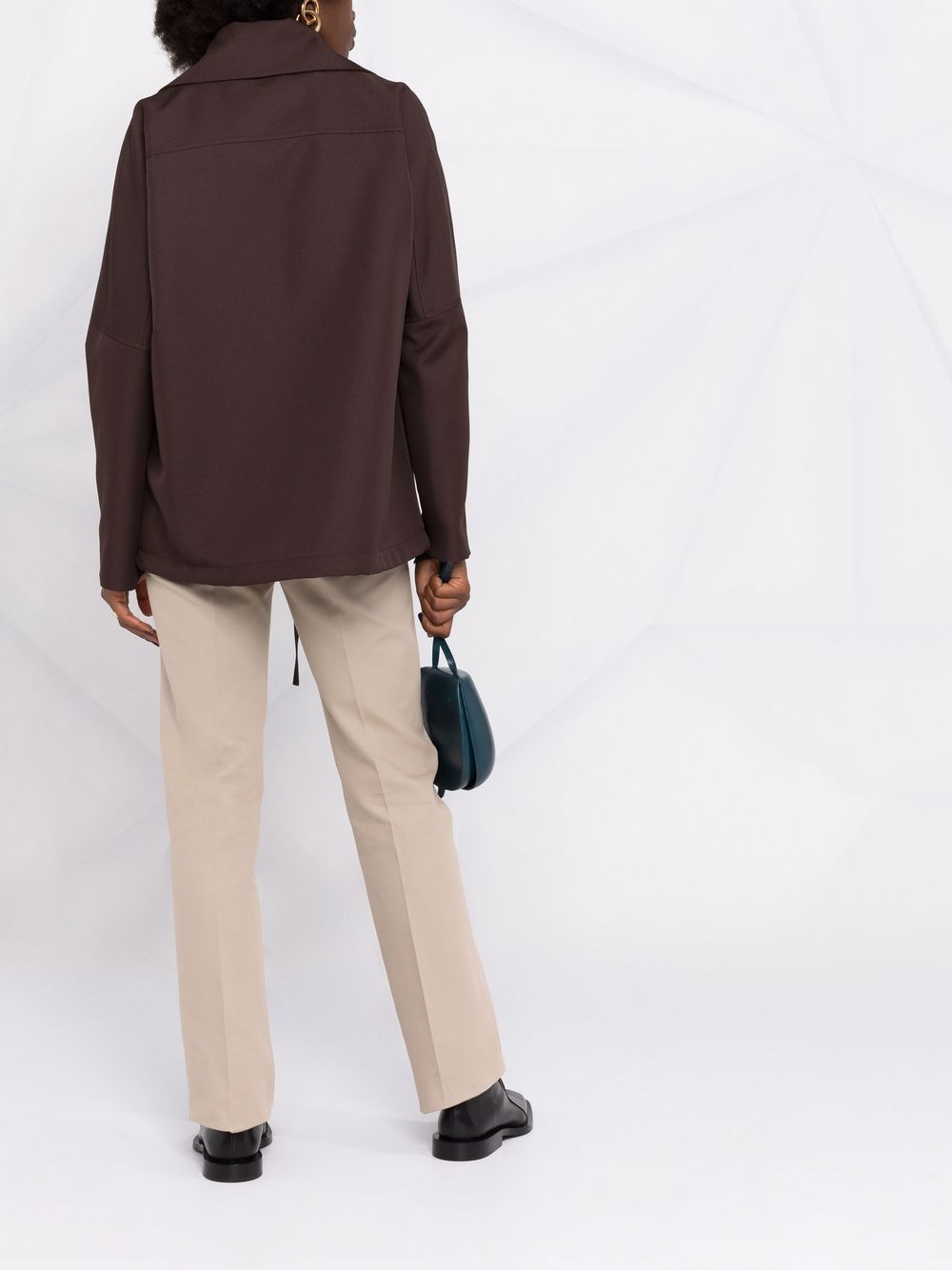 Shop Jil Sander Oversized-collar Zipped Jacket In Brown