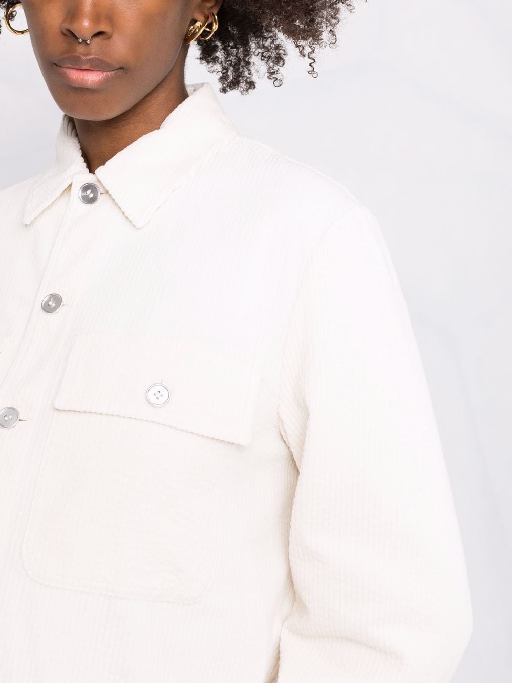 Shop Jil Sander Corduroy Button-down Shirt Jacket In White