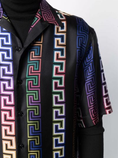 versace greca neon print silk shirt