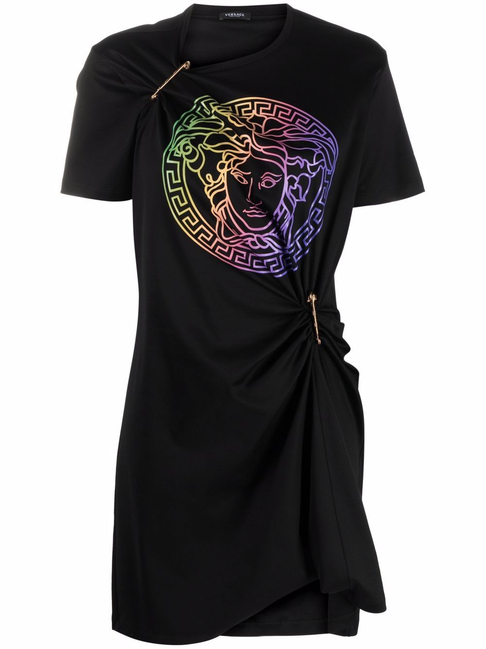 фото Versace платье-футболка с декором safety pin