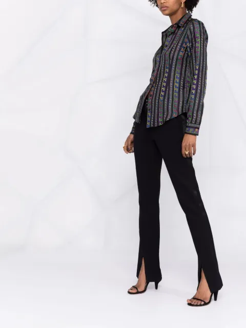 versace greca neon print silk shirt