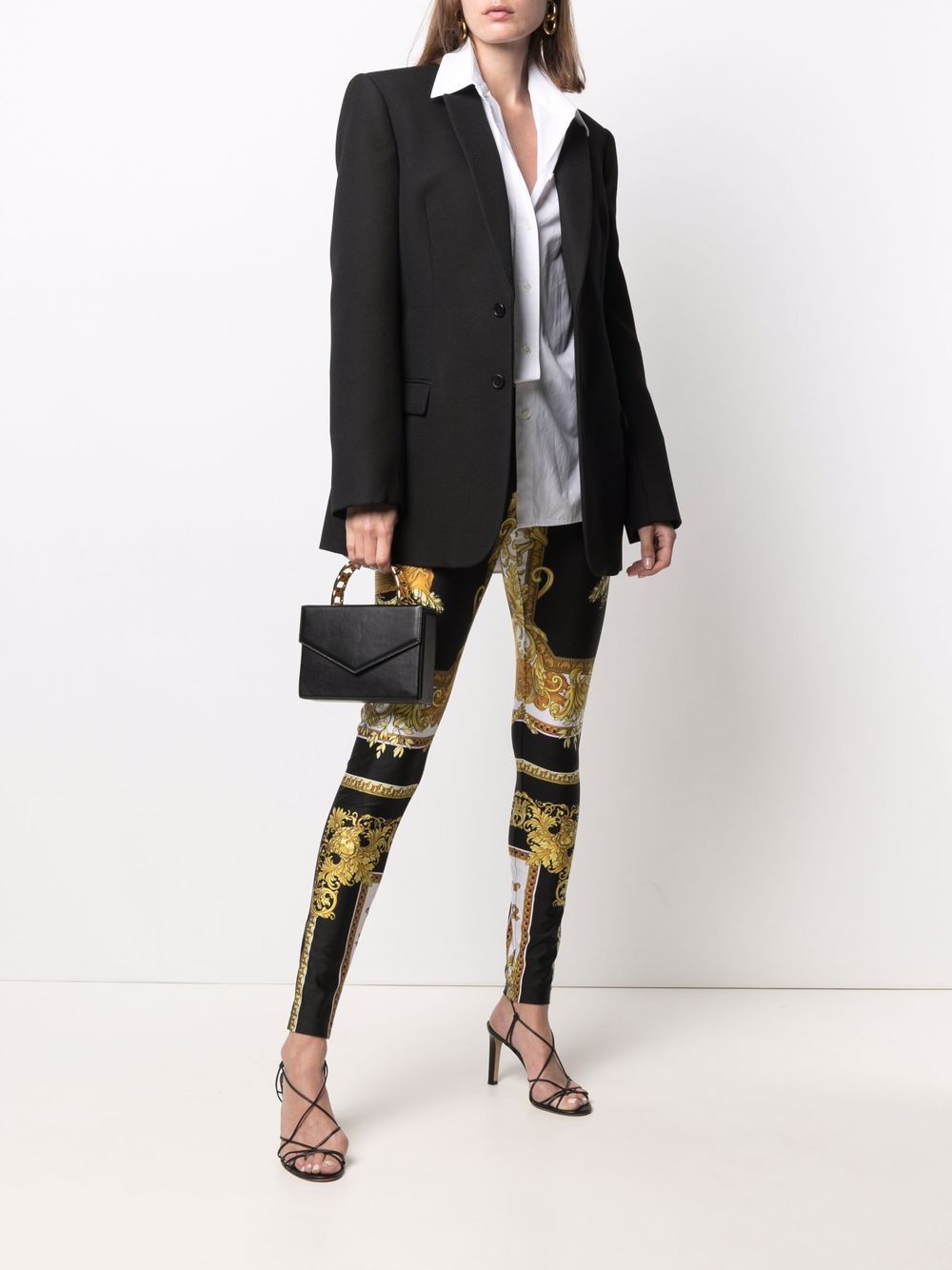 Buy Versace Medusa Renaissance-print Leggings - Black At 50% Off