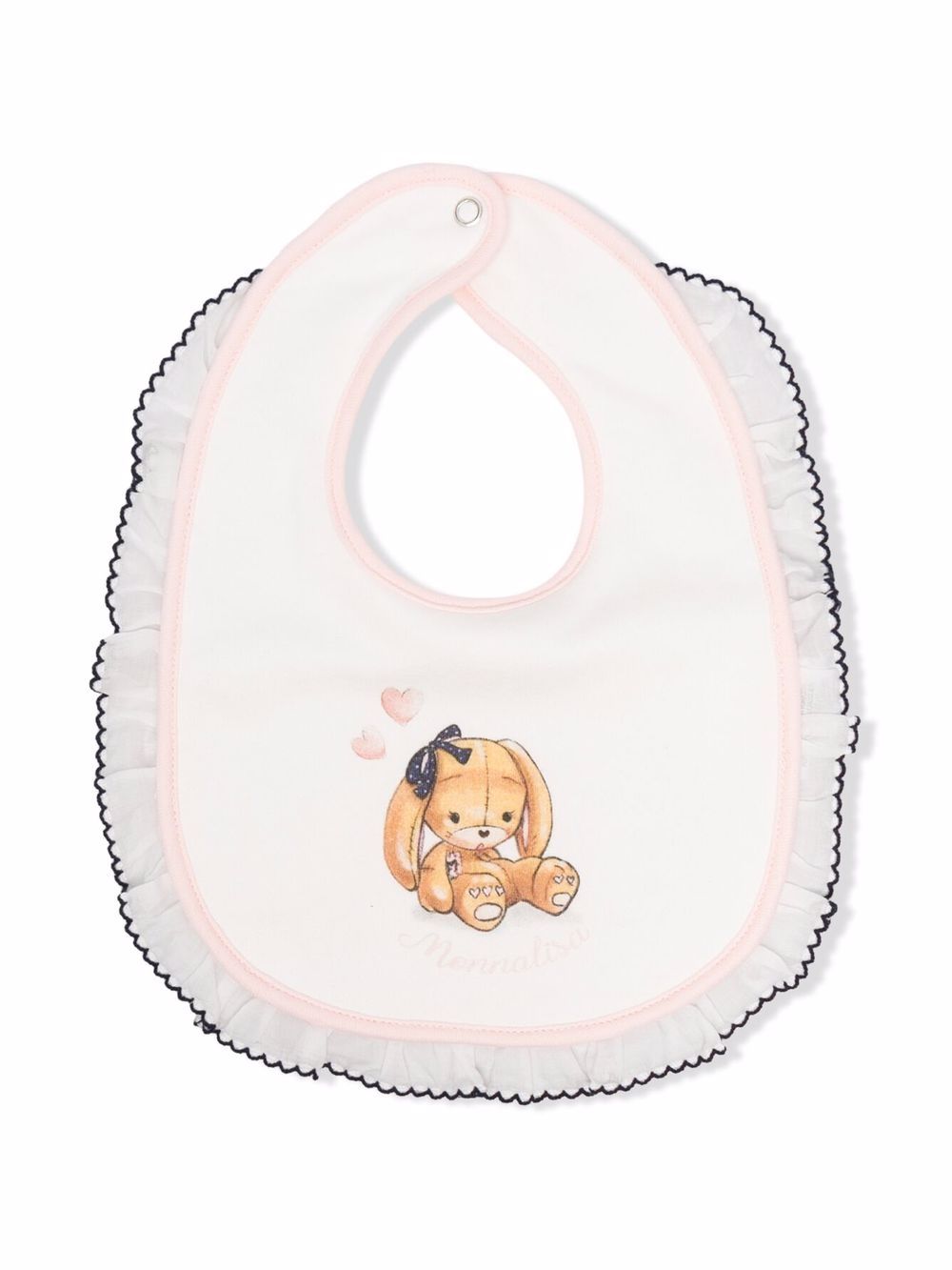 

Monnalisa ruffled bunny-print bib - White