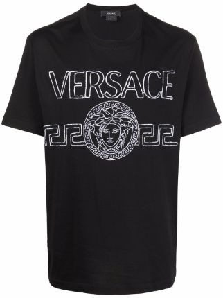 Versace logo-embroidered T-shirt - Farfetch