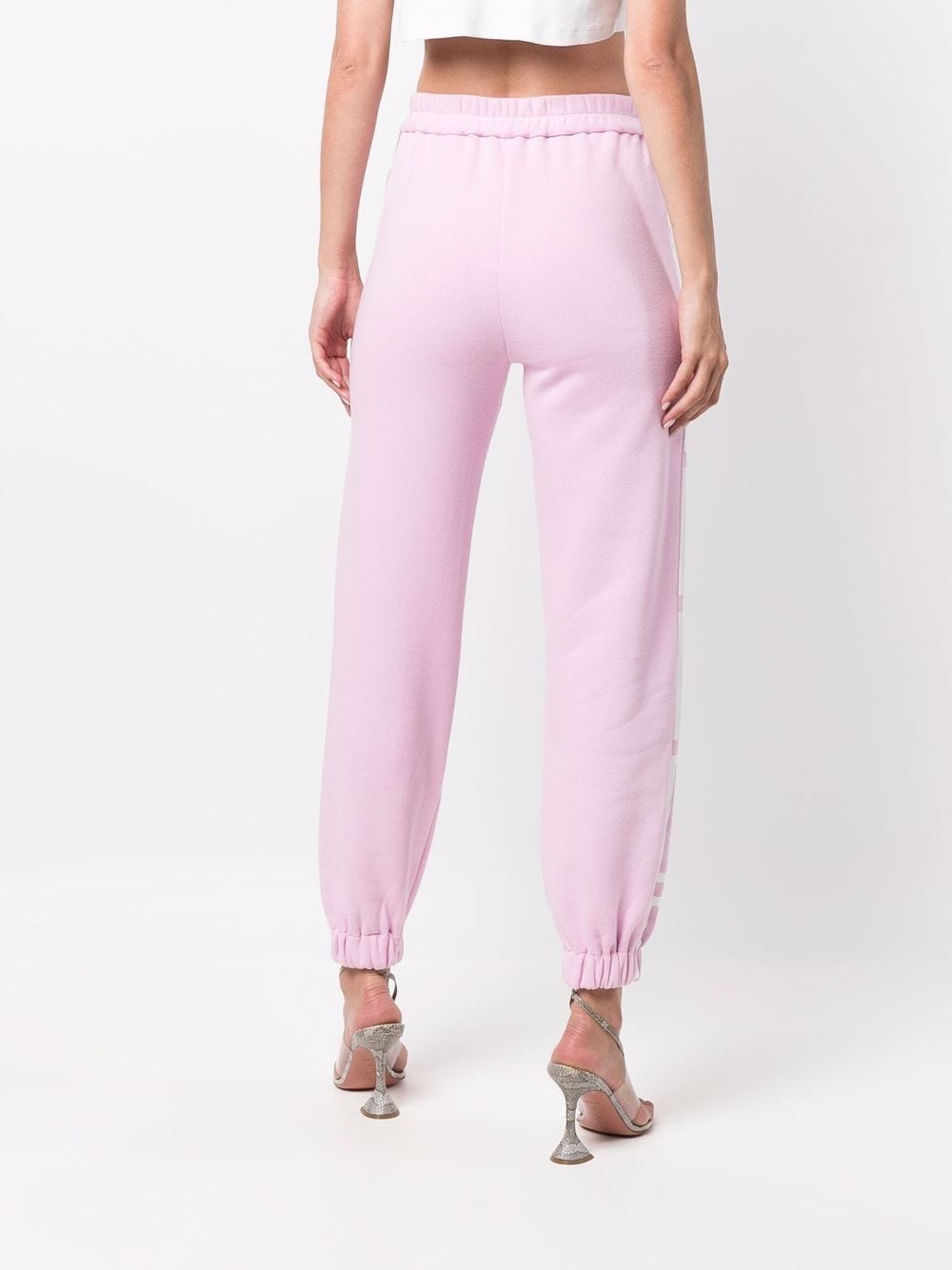 Shop Versace Greca-print Track Pants In Pink