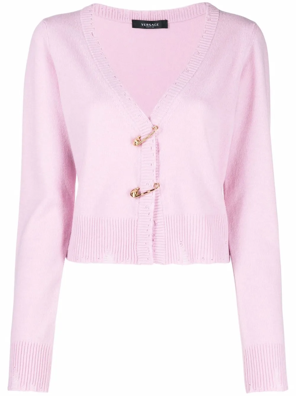 Imagem 1 de Versace Cardigan de tricô leve com efeito destroyed