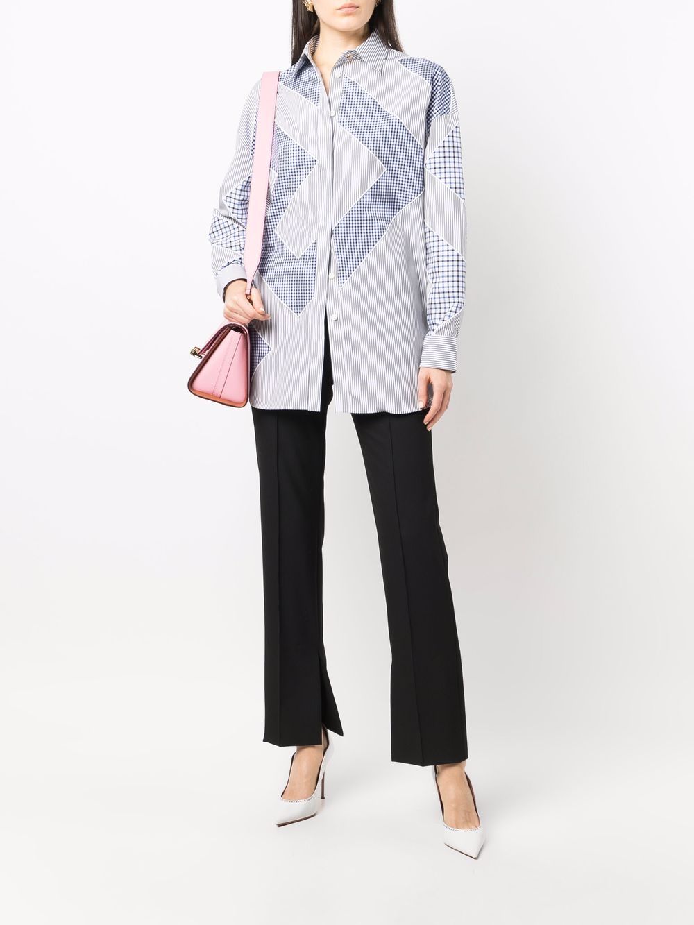 Shop Versace Greca-pattern Long-sleeve Shirt In White