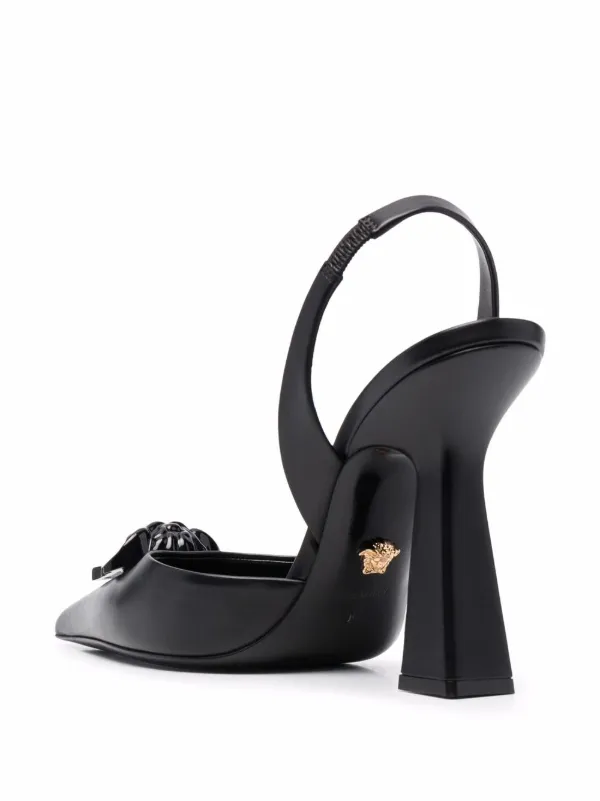 Versace★素敵！Medusa Sling Back Black Jacquard Heel Shoe Versace Black La Medusa Slingback Pumps – David Lawrence