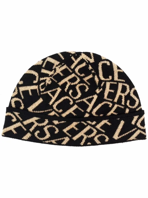 Versace intarsia-knit Logo Beanie - Black