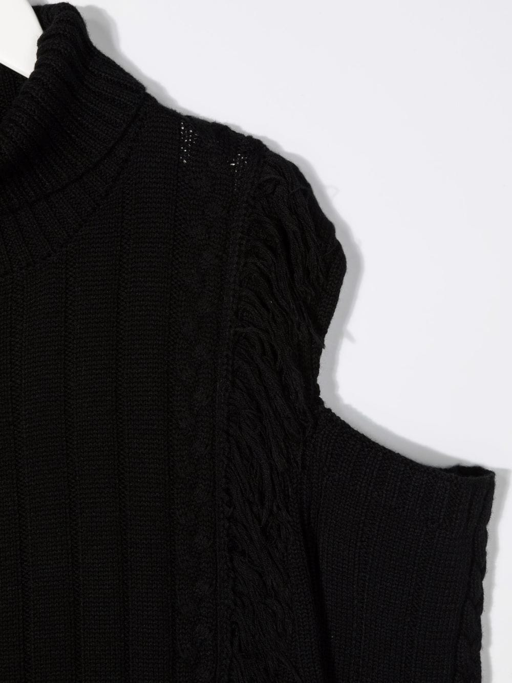 Shop Monnalisa Fringed Cable-knit Vest In Black