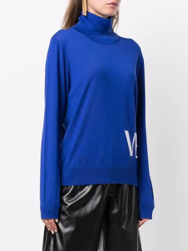 VERSACE logo-intarsia roll-neck Jumper 
