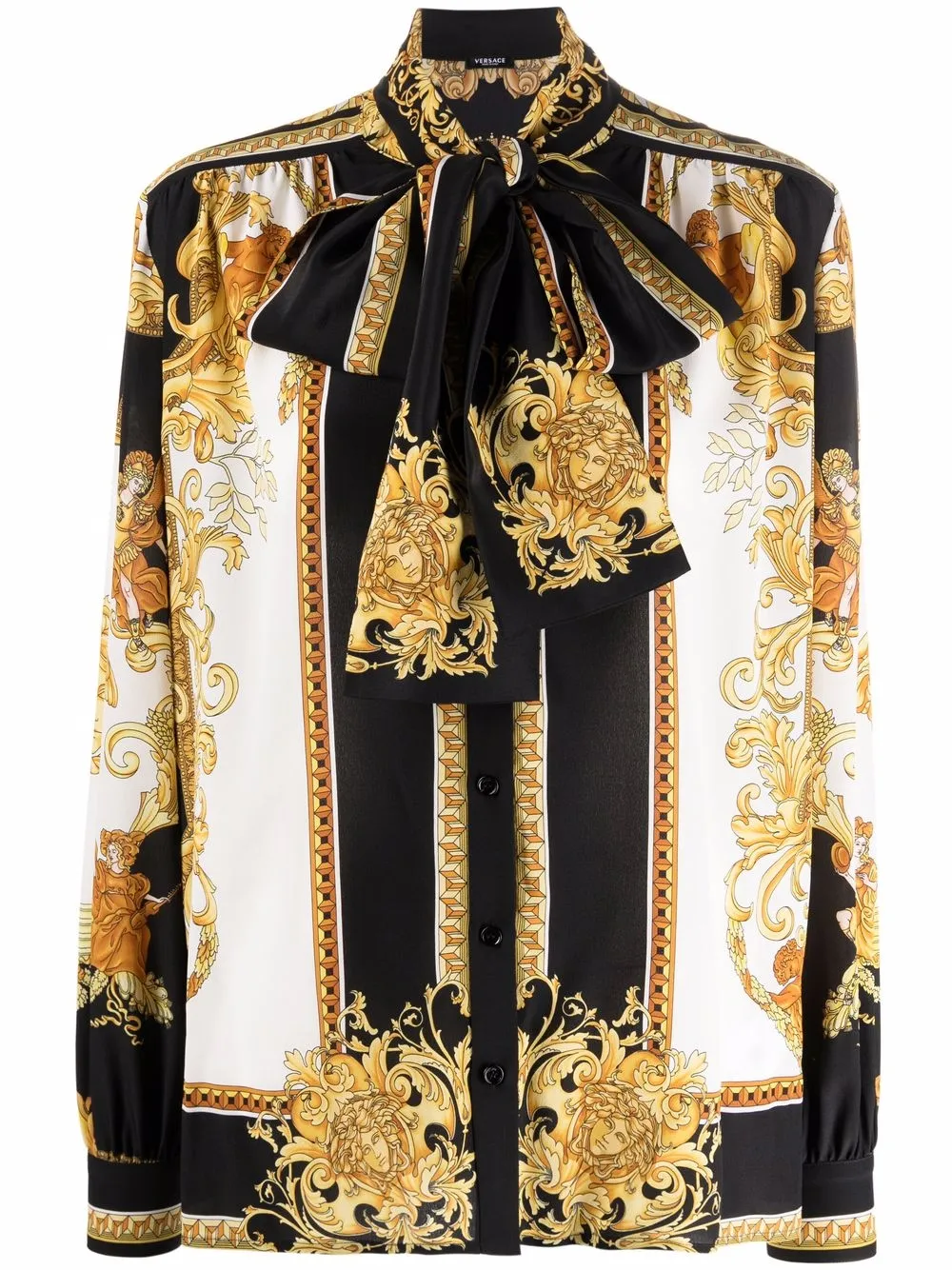 фото Versace рубашка с принтом barocco и бантом