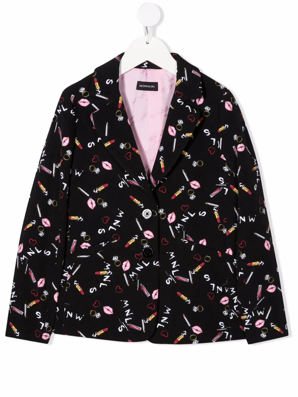 

Monnalisa blazer con estampado gráfico - Negro