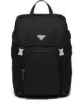 Prada logo-plaque multi-pocket backpack - Black