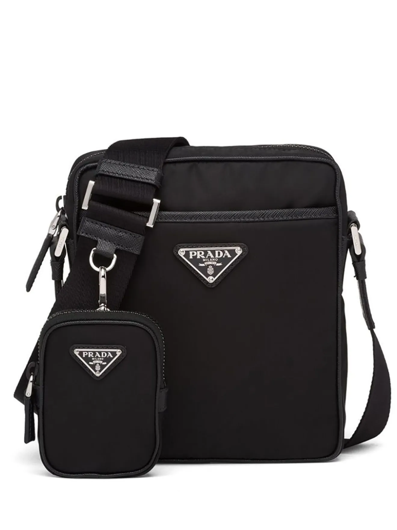 Prada logo-plaque shoulder bag black | MODES